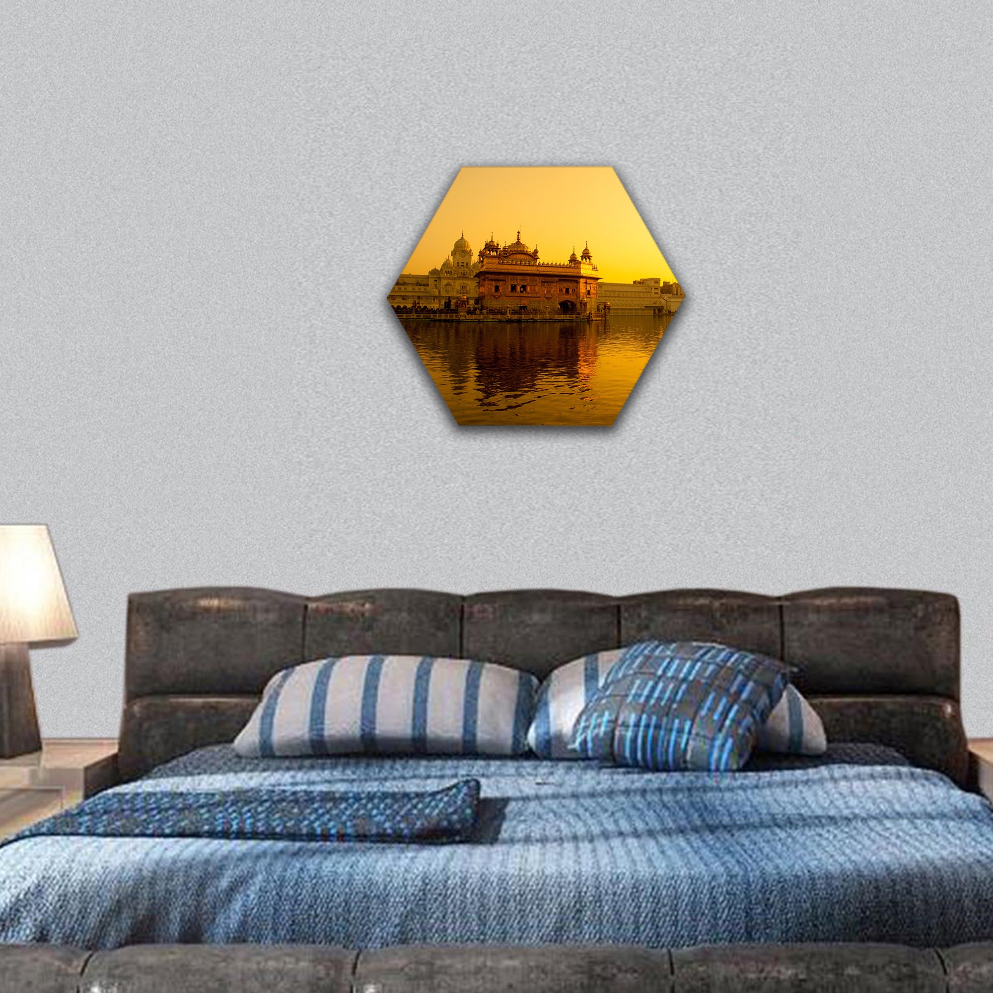 Sunset at Golden Temple in Amritsar, Punjab, India hexagonal canvas wall art