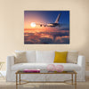 Passenger plane above the clouds multi panel canvas wall art