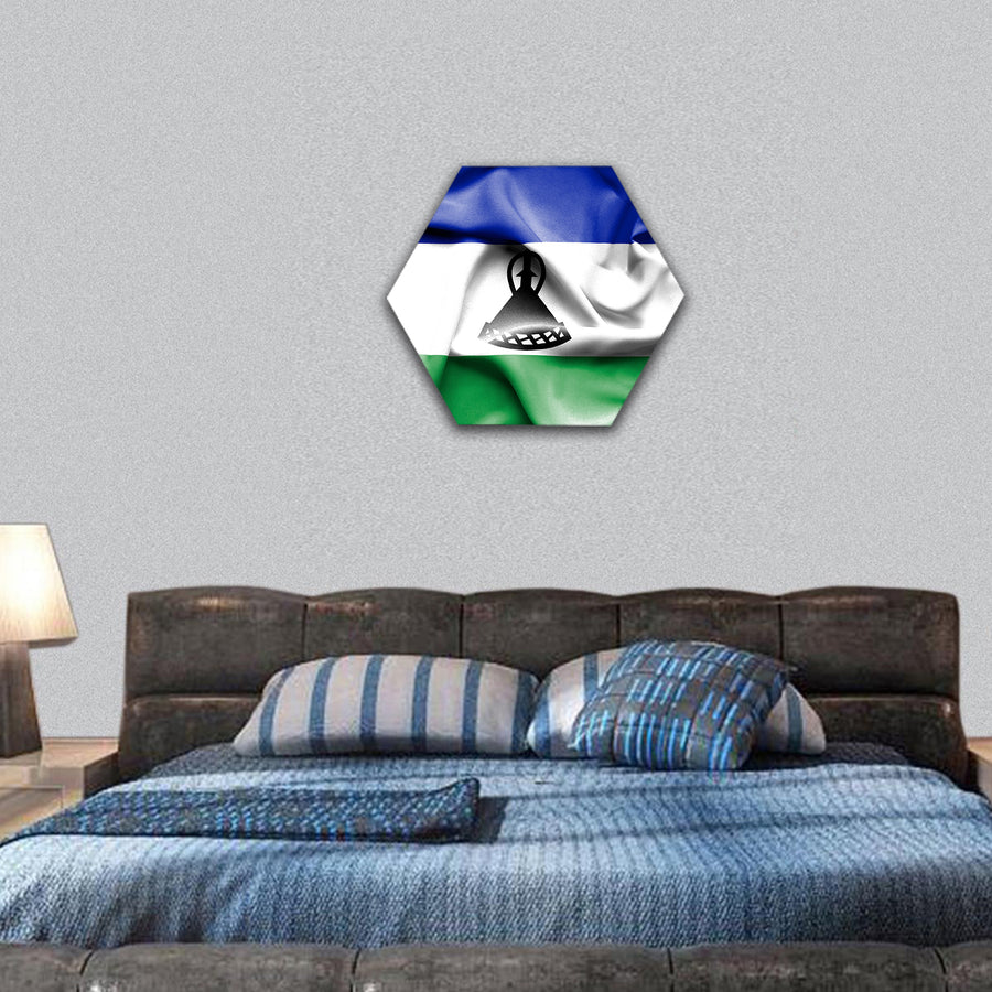 Lesotho waving flag hexagonal canvas wall art