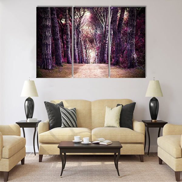 Path in forest. Somewhere in magic wood Multi Panel Canvas Wall Art