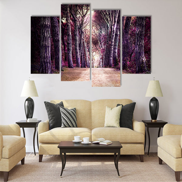 Path in forest. Somewhere in magic wood Multi Panel Canvas Wall Art
