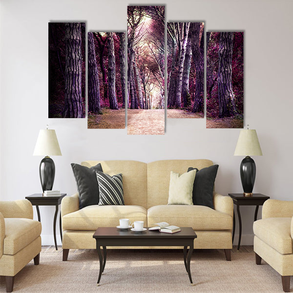 Path in forest. Somewhere in magic wood Multi Panel Canvas Wall Art