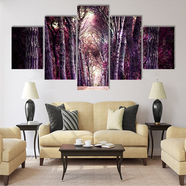 Path in forest. Somewhere in magic wood Multi Panel Canvas Wall Art
