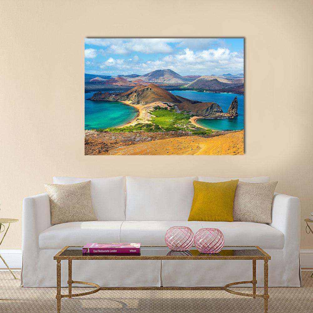 View of two beaches on Bartolome Island in the Galapagos Islands in Ecuador Multi Panel Canvas Wall Art