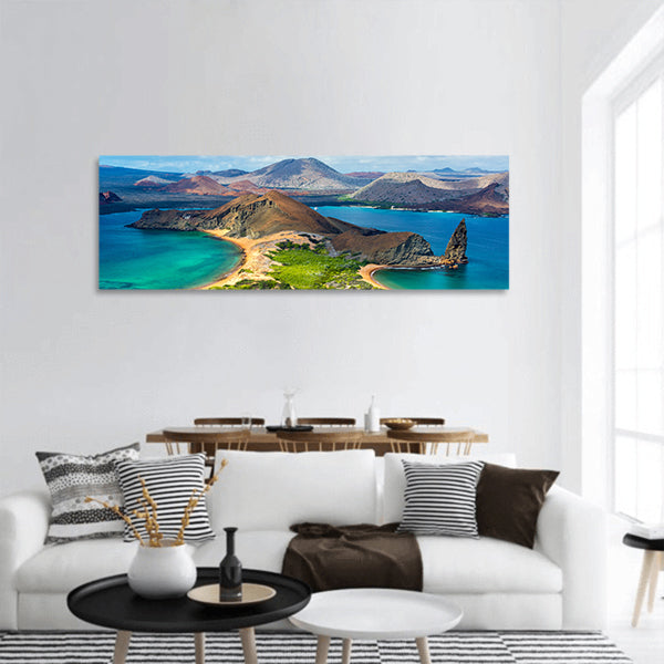 Beaches on Bartolome Island in Galapagos Islands in Ecuador panoramic canvas wall art