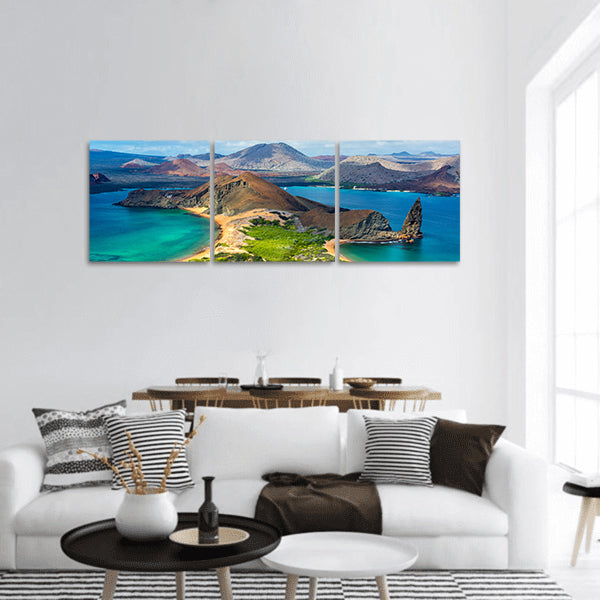 Beaches on Bartolome Island in Galapagos Islands in Ecuador panoramic canvas wall art