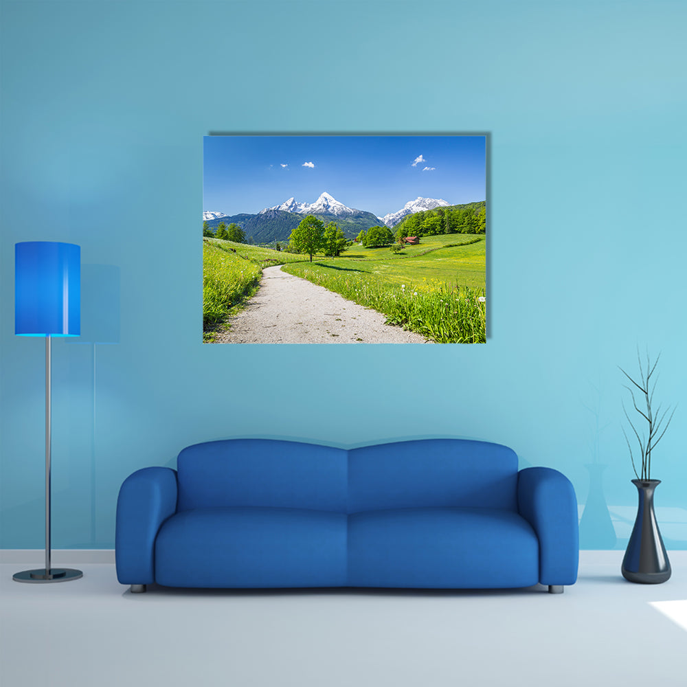 Idyllic summer landscape in the Alps multi panel canvas wall art