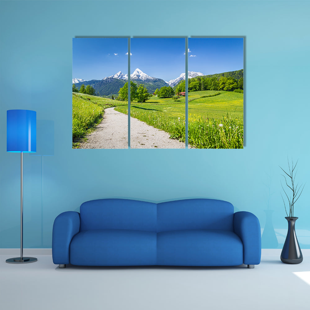 Idyllic summer landscape in the Alps multi panel canvas wall art