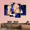 Bodybuilding couple against blue wave Multi panel canvas wall art