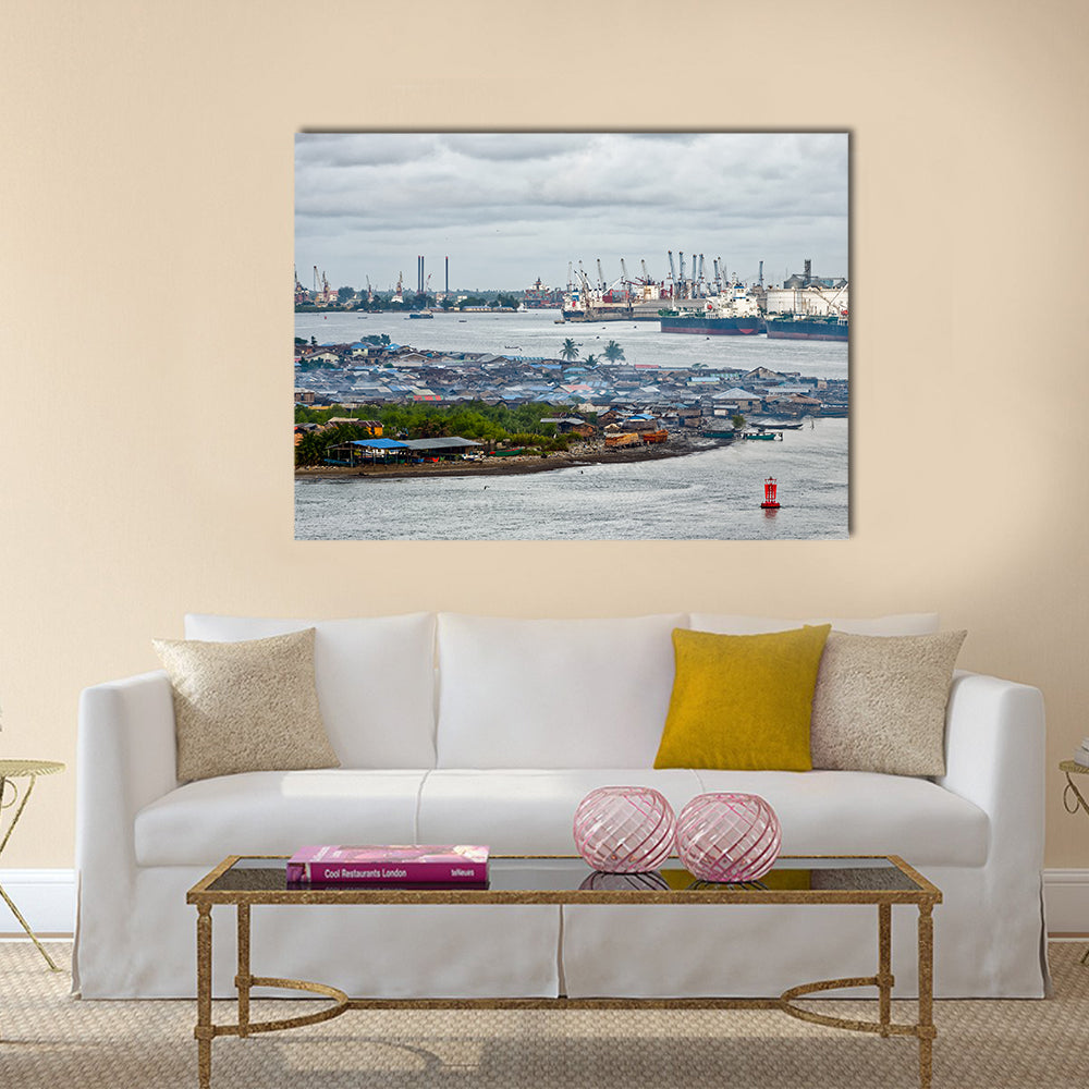 African town on the riverside Lagos, Nigeria, Africa Multi panel canvas wall art