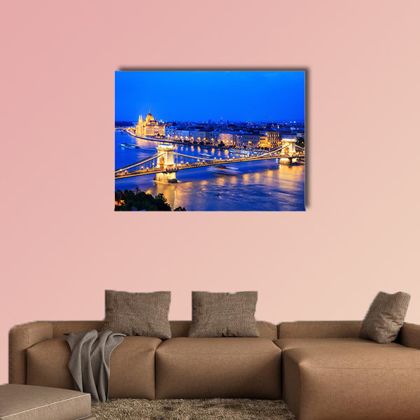 Panorama of Budapest, Hungary, with the Chain Bridge canvas wall art