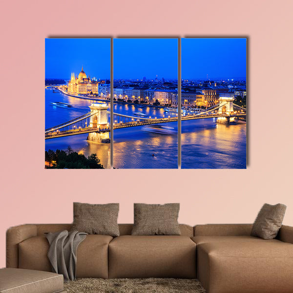 Panorama of Budapest, Hungary, with the Chain Bridge canvas wall art