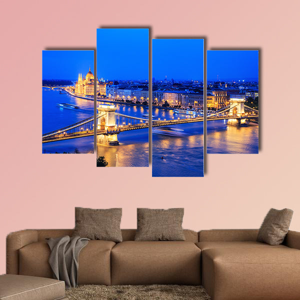 Panorama of Budapest, Hungary, with the Chain Bridge canvas wall art