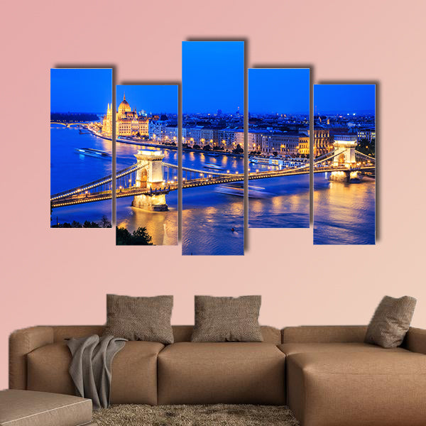 Panorama of Budapest, Hungary, with the Chain Bridge canvas wall art
