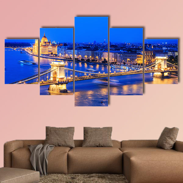 Panorama of Budapest, Hungary, with the Chain Bridge canvas wall art
