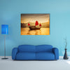 Sunset skyline of Hong Kong with traditional cruise sailboat at Victoria harbor multi panel canvas wall art