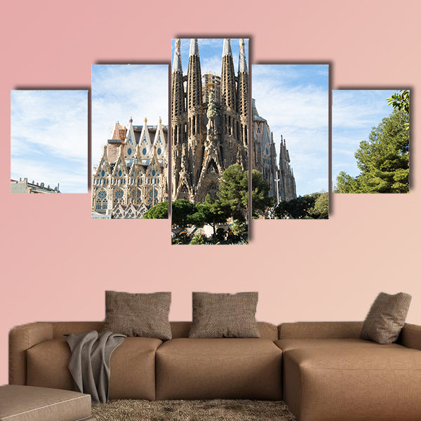 La Sagrada Familia, designed by architect Gaudi multi panel canvas wall art