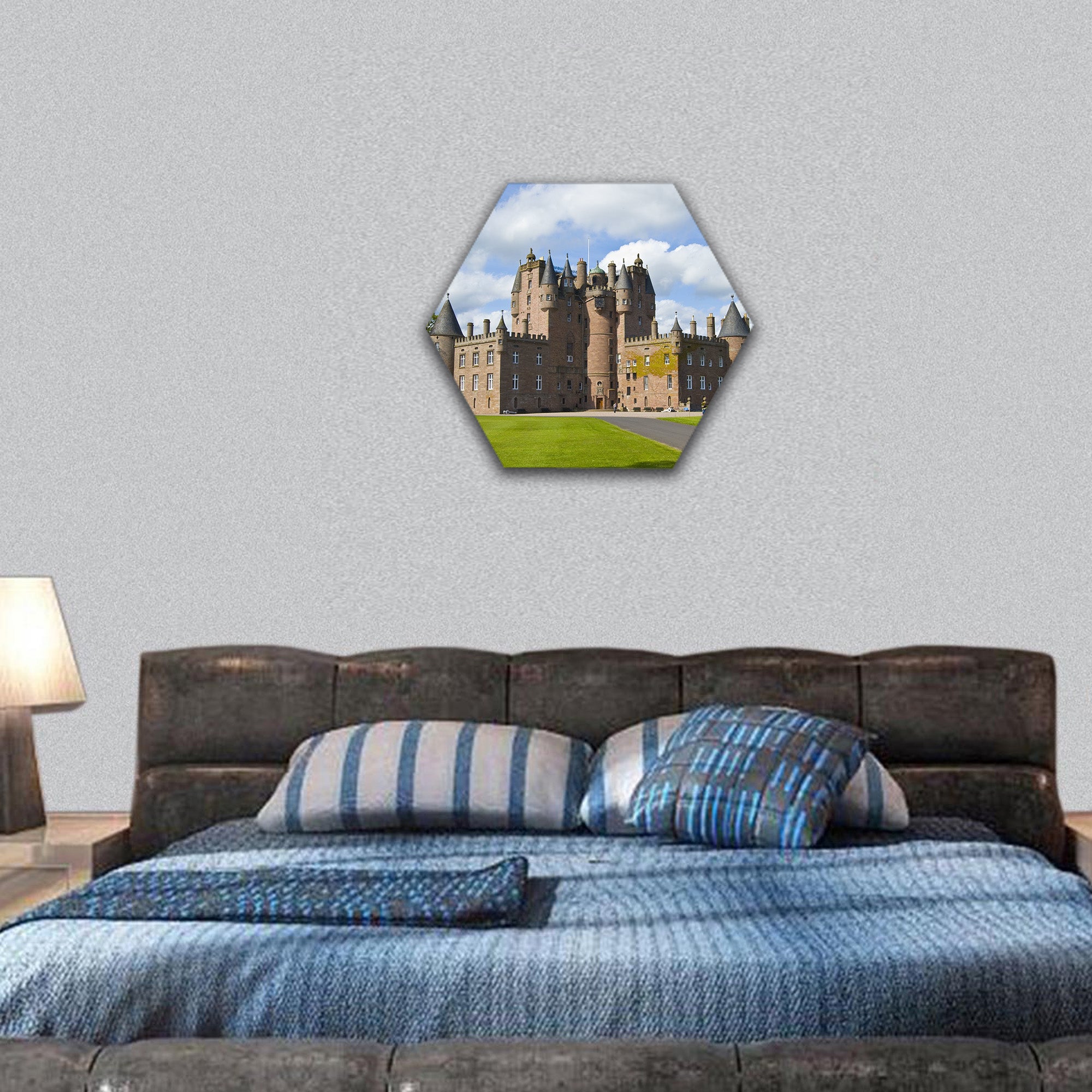 Castle of Glamis in the highlands of Scotland hexagonal canvas wall art