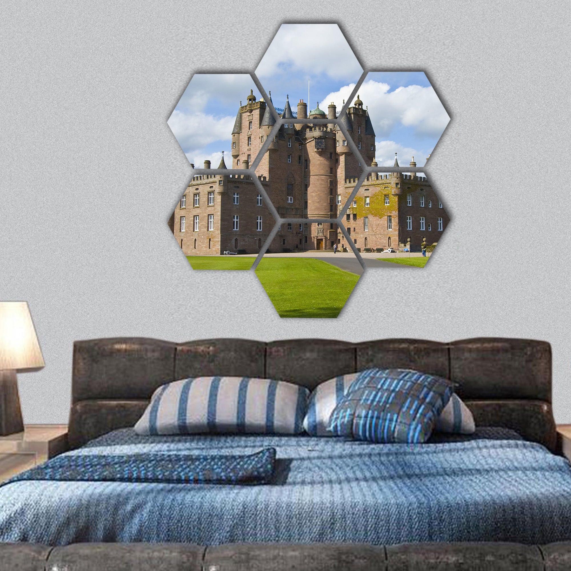 Castle of Glamis in the highlands of Scotland hexagonal canvas wall art