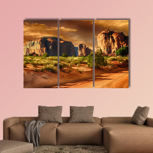 Beautiful view of a Road Valley multi panel canvas wall art