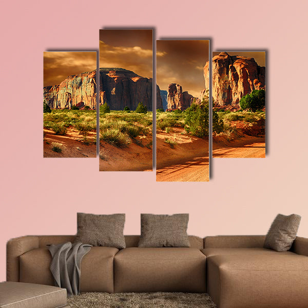 Beautiful view of a Road Valley multi panel canvas wall art