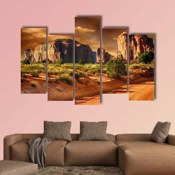 Beautiful view of a Road Valley multi panel canvas wall art