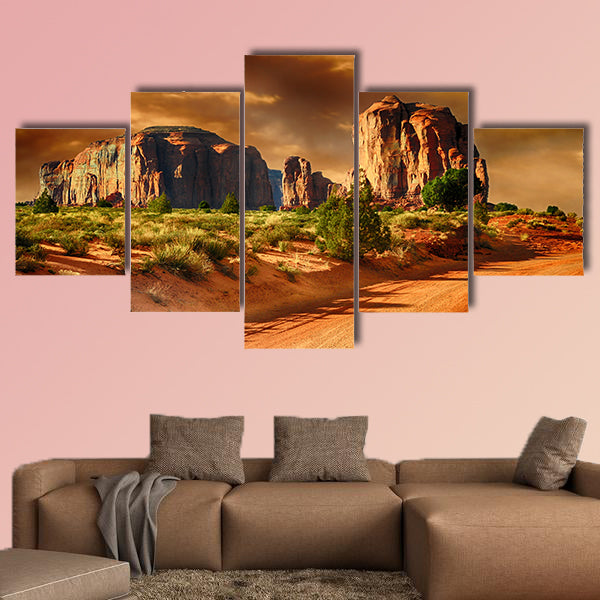 Beautiful view of a Road Valley multi panel canvas wall art