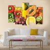 Group of fresh fruits and vegetables organics for healthy Multi panel canvas wall art