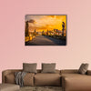 Charles Bridge and Prague castle on sunrise multi panel canvas wall art