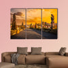 Charles Bridge and Prague castle on sunrise multi panel canvas wall art