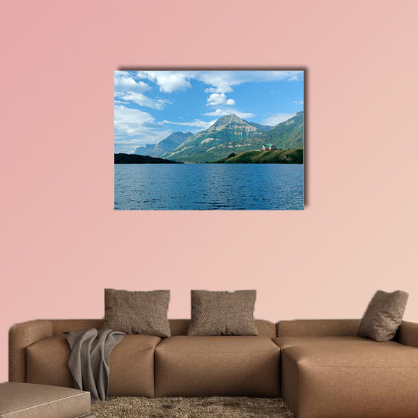 Prince of Wales Hotel in Rocky Mountains overlooking a lake Waterton wall art