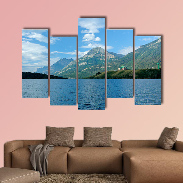 Prince of Wales Hotel in Rocky Mountains overlooking a lake Waterton wall art