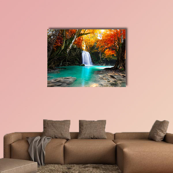 Deep forest Waterfall multi panel canvas wall art