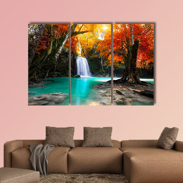 Deep forest Waterfall multi panel canvas wall art
