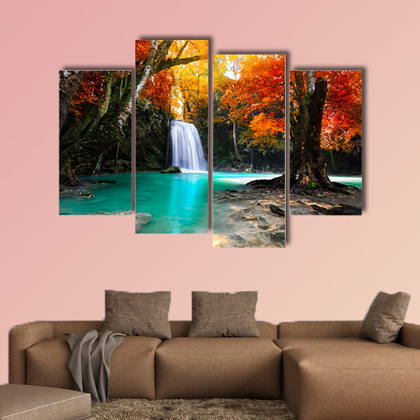 Deep forest Waterfall multi panel canvas wall art