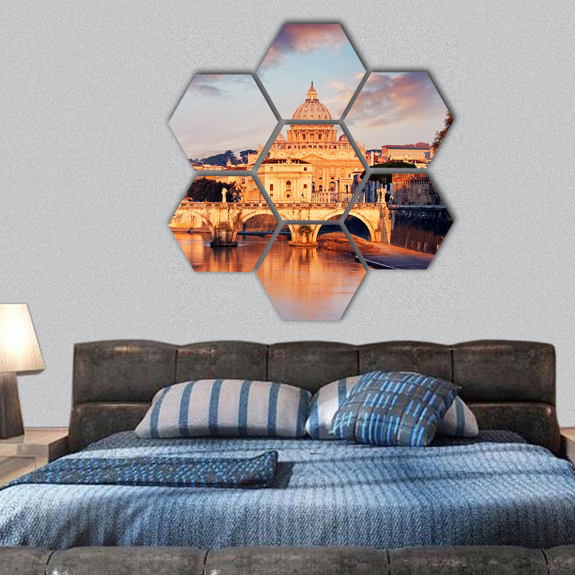 Vatican city with St. Peter hexagonal canvas wall art