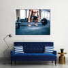 Close up portrait of a muscular man workout with barbell at gym, Multi panel canvas wall art