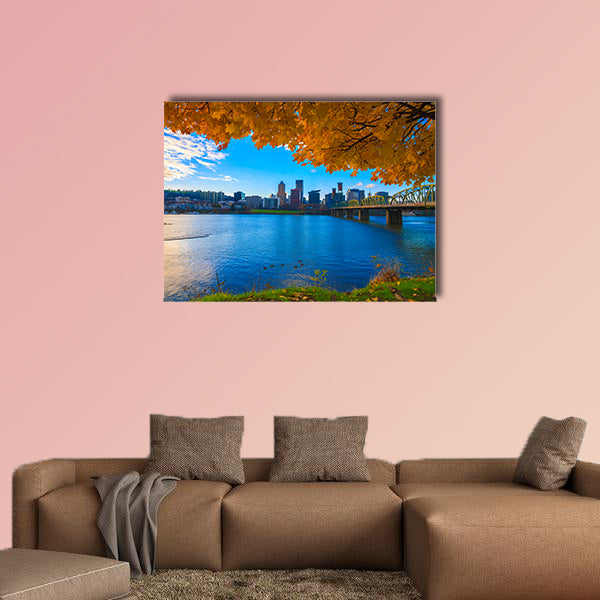 View of Portland, Oregon overlooking the willamette river wall art