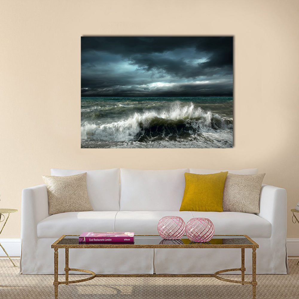 View of storm seascape Multi Panel Canvas Wall Art