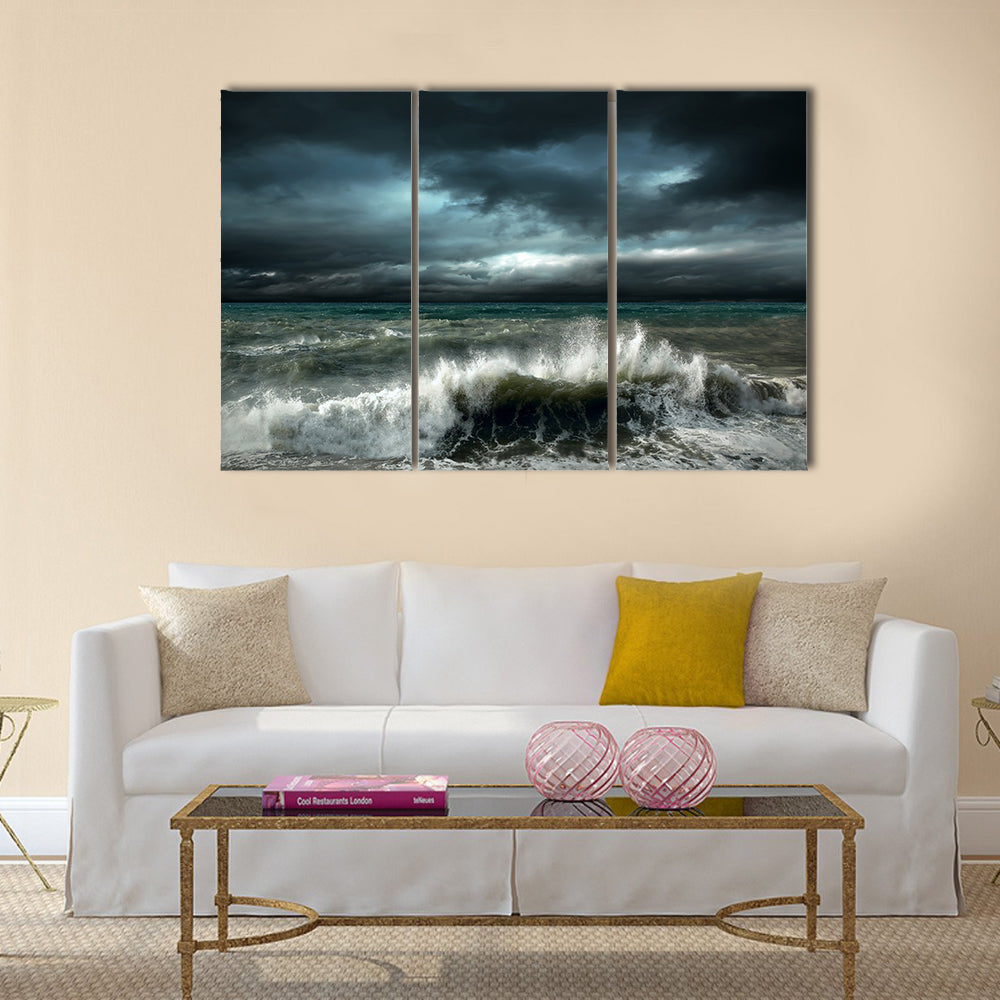 View of storm seascape Multi Panel Canvas Wall Art