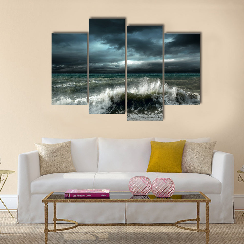 View of storm seascape Multi Panel Canvas Wall Art