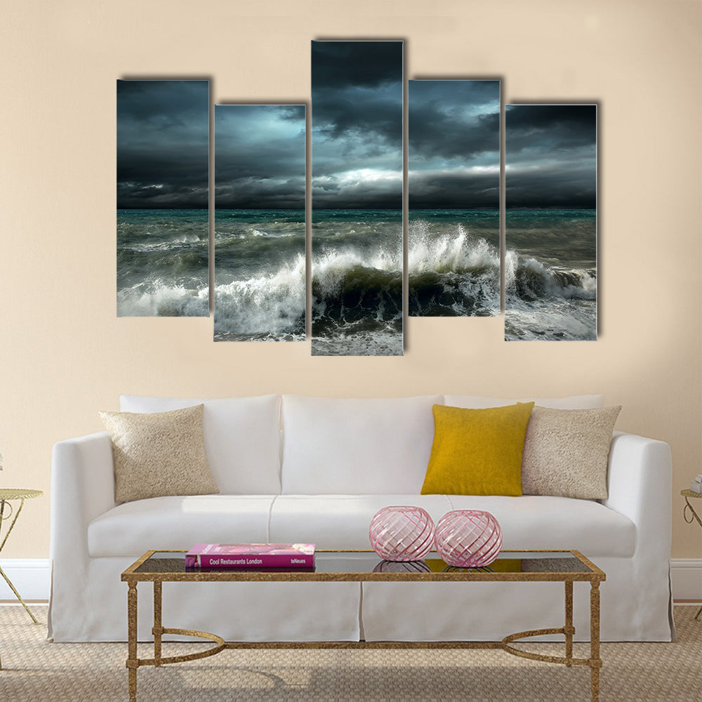 View of storm seascape Multi Panel Canvas Wall Art