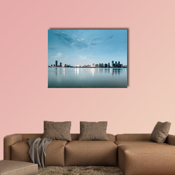 Shanghai skyline with reflection, China multi panel canvas wall art