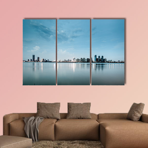 Shanghai skyline with reflection, China multi panel canvas wall art