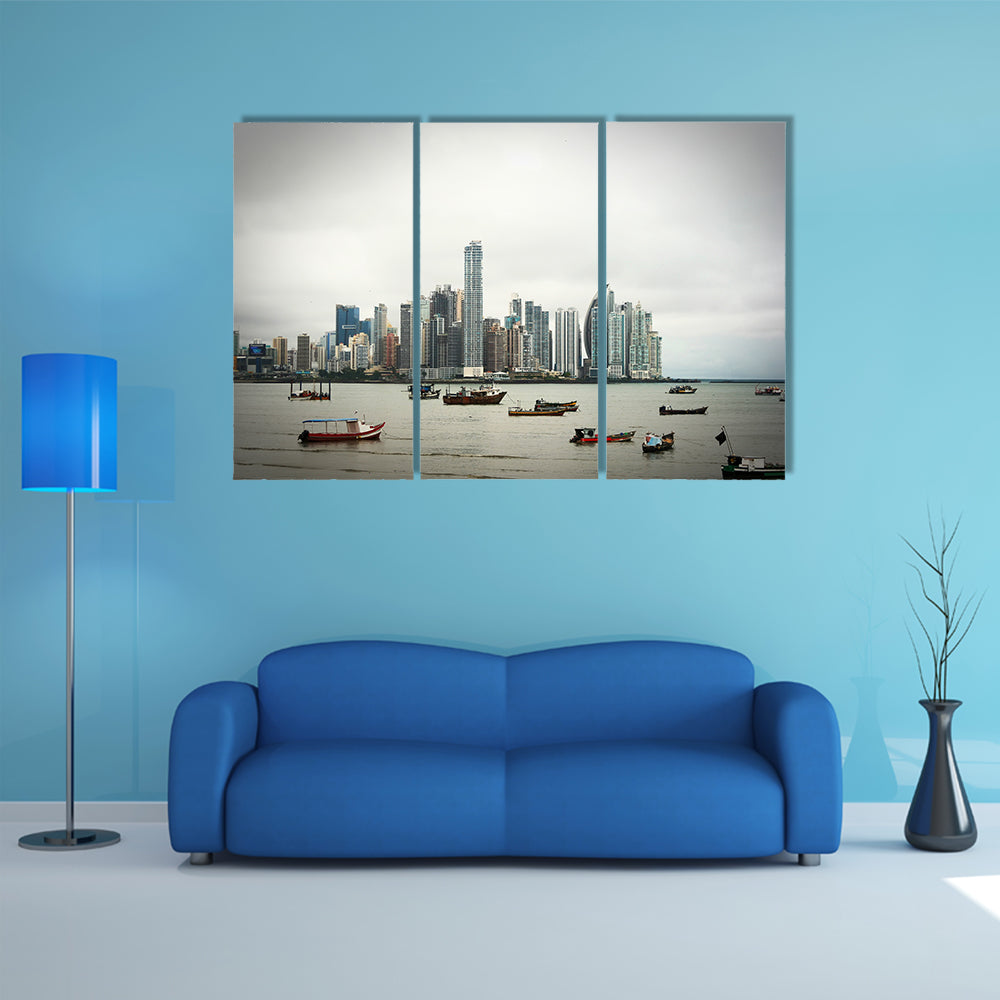 The Old boats at Modern City, multi panel canvas wall art