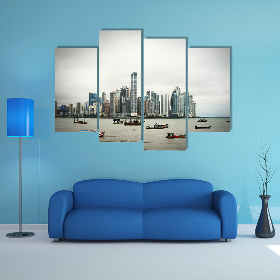 The Old boats at Modern City, multi panel canvas wall art