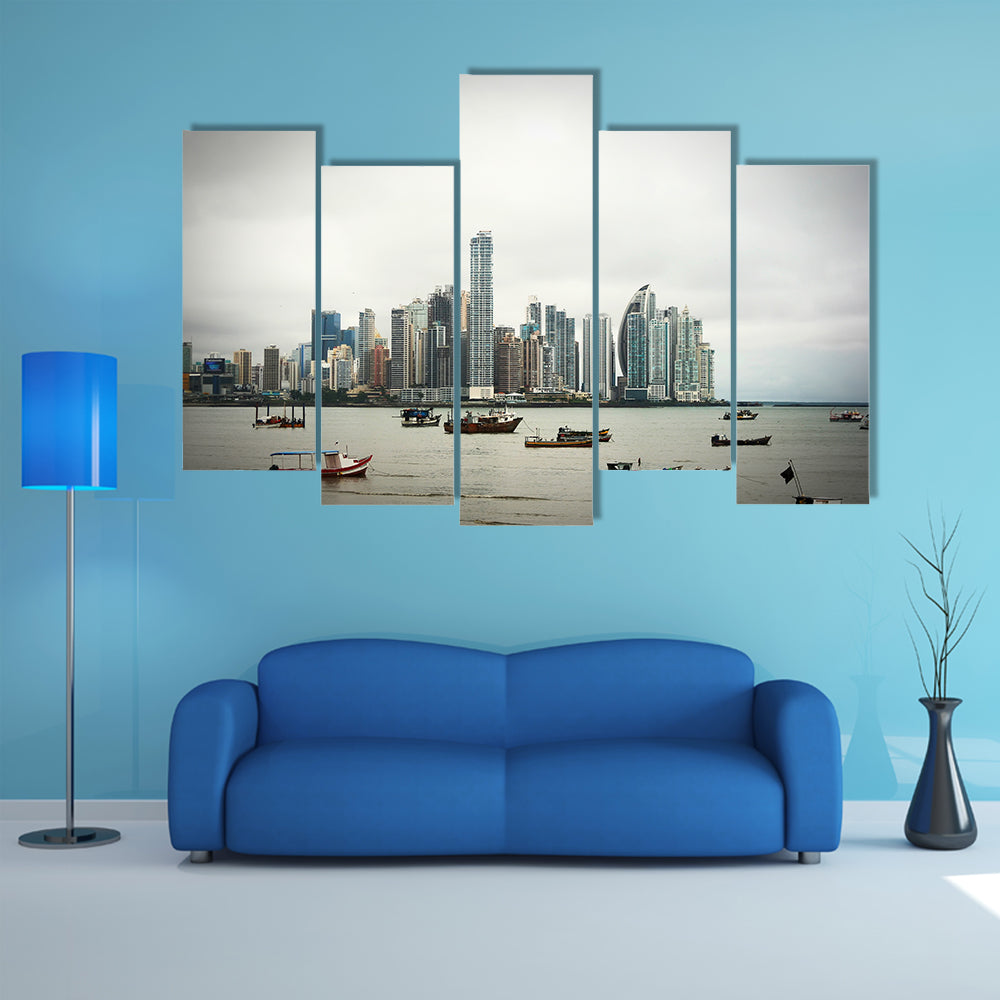 The Old boats at Modern City, multi panel canvas wall art