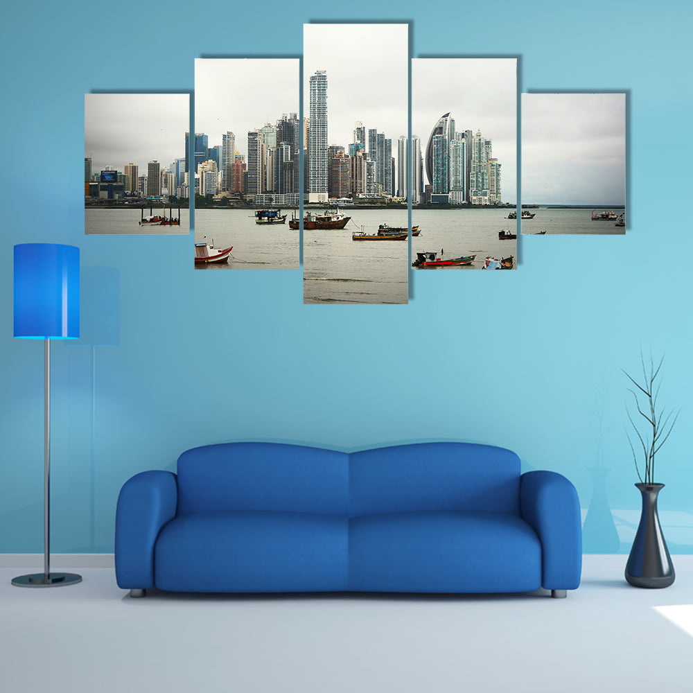 The Old boats at Modern City, multi panel canvas wall art