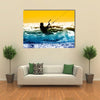 Kite boarder action with sunset Multi panel canvas wall art