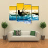 Kite boarder action with sunset Multi panel canvas wall art